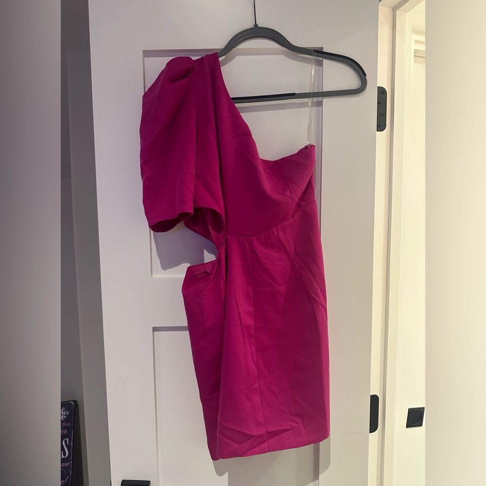 NWT DO+Be Fuchsia One-Shoulder The Avery Cocktail Dress